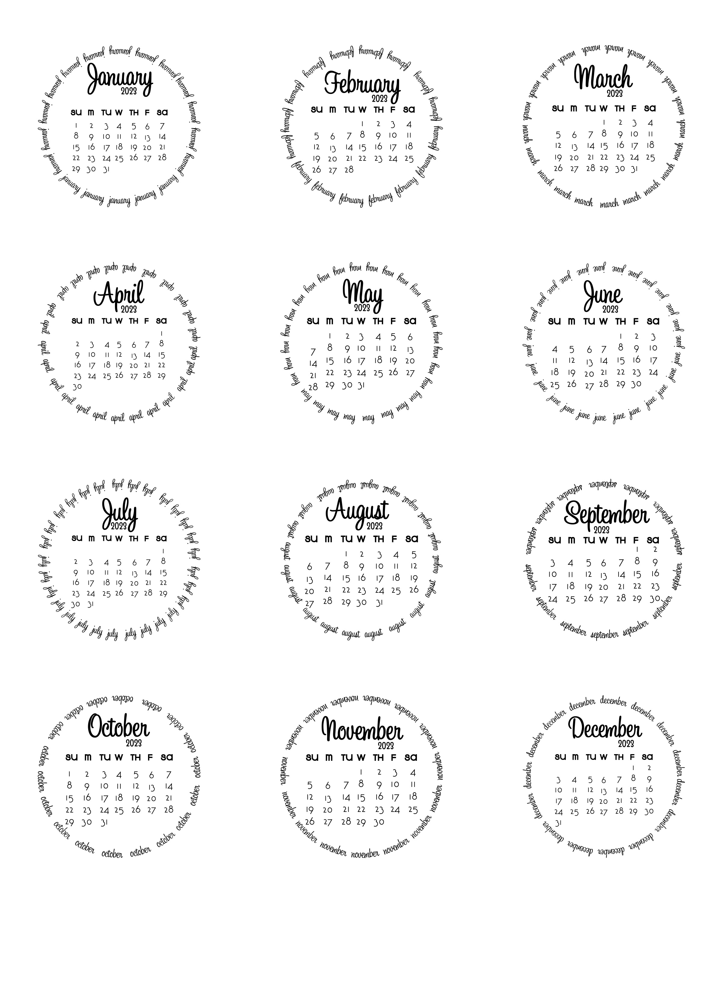 2023 2 inch Circle punch calendars – a request!